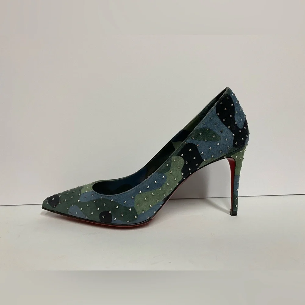 Christian Louboutin Kate plume suede pumps heels camo 35.5 - Picture 2 of 13